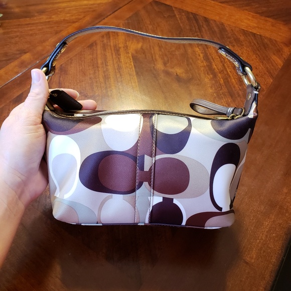 Coach handbag, NWOT, unused, brown, cream, olive - Picture 2 of 5